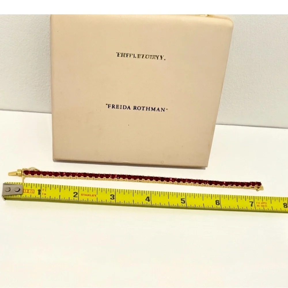 Freida Rothman Midnight Tri-Tone Twilight 14K Gold Tennis Bracelet Ruby Red - Picture 14 of 14